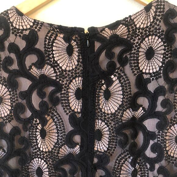 Loft Black Lace Sheath Dress Womens 6 Coquette Floral Cocktail Whimsigoth Mini - Picture 5 of 6